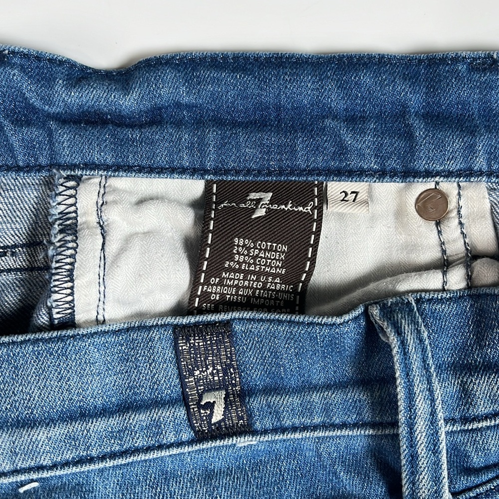 7 For All Mankind Dojo Vintage Distressed Ripped Jeans Medium Wash Cotton 27 - Picture 10 of 10